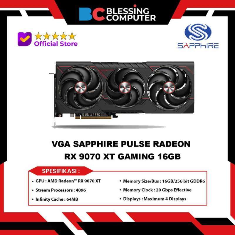 VGA SAPPHIRE PULSE RADEON RX 9070 XT GAMING 16GB
