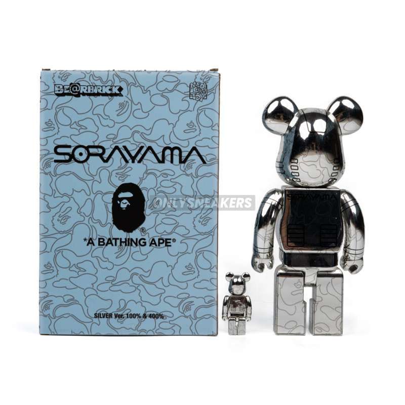 Jual Bearbrick X Bape X Hajime Sorayama Camo Shark Silver
