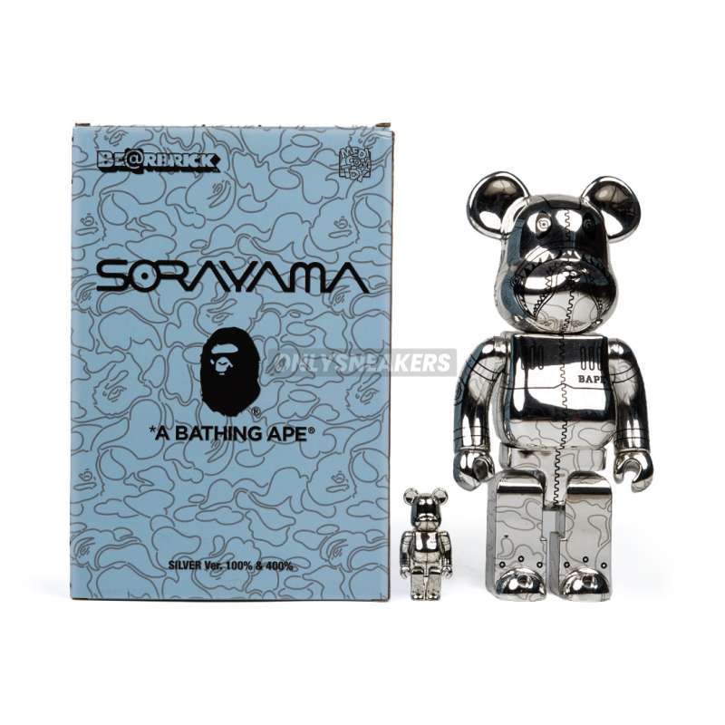 Jual Bearbrick X Bape X Hajime Sorayama Camo Shark Silver
