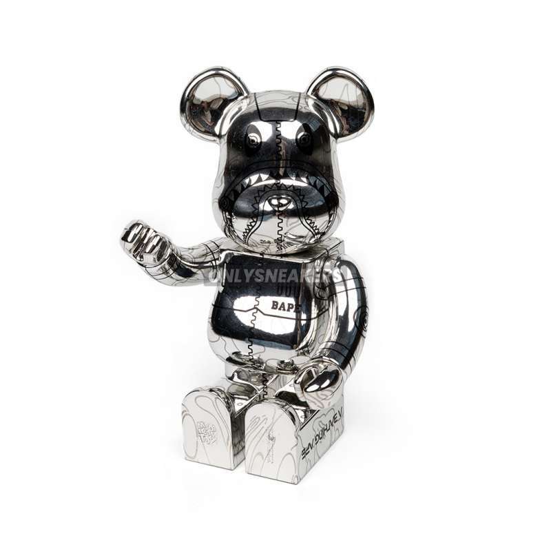 Jual Bearbrick X Bape X Hajime Sorayama Camo Shark Silver 100