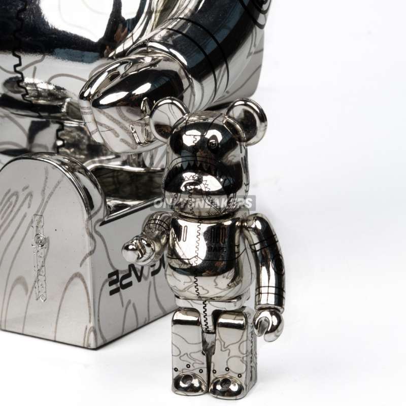 Jual Bearbrick X Bape X Hajime Sorayama Camo Shark Silver 100