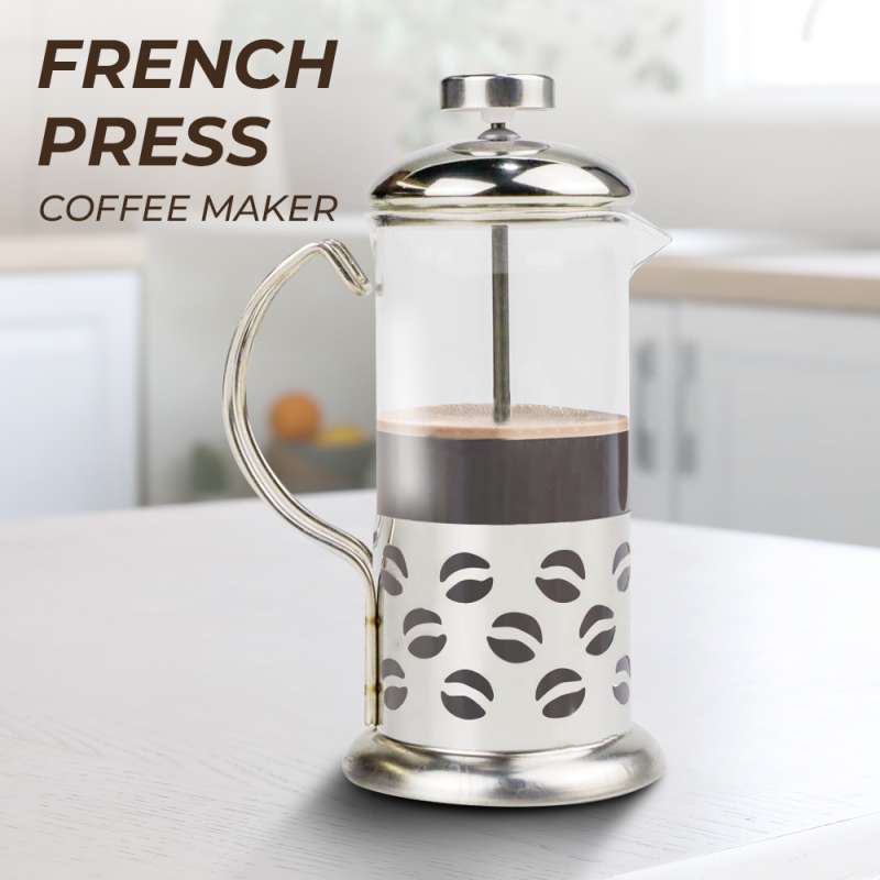 DUOLVQI French Press Manual Coffee Maker Pot Beans Pattern KG72I