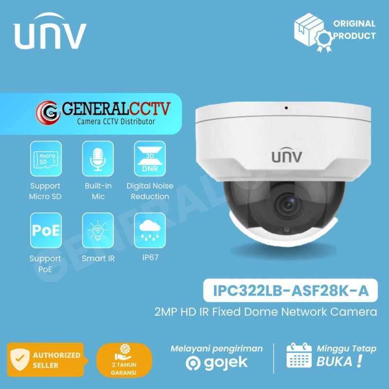 IP CAMERA UNV IPC322LB-ASF28K-A 2MP Dome indoor Built in mic audio Network  Camera