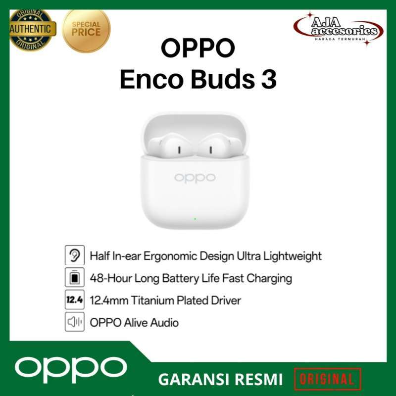OPPO Enco Buds3 TWS Bluetooth Wireless Earphone Earbuds Headset Garansi  Resmi