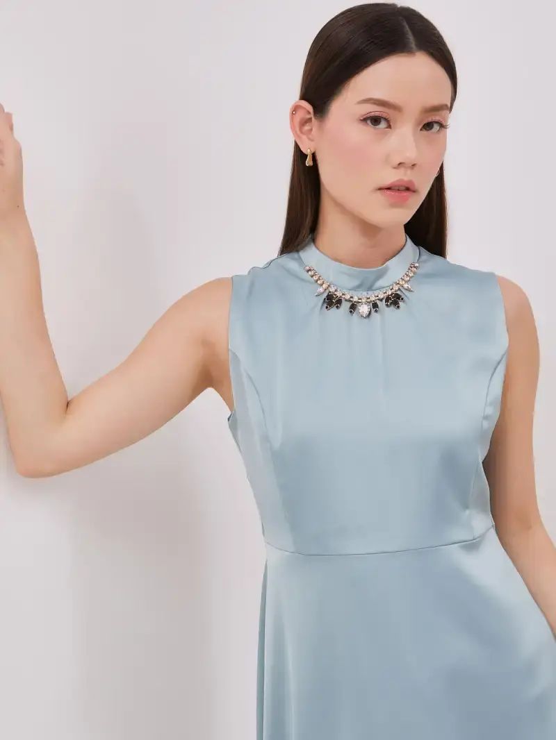 midi dress tanpa lengan Jual Dress Panjang Wanita Heidy Flowy Midi Dress Tanpa Lengan Sleeveless Rayon Premium