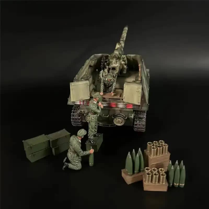 Figurine War Park Miniatures 1/30 Hummel Sd.Kfz. 165 Allemand Winter, Lot De Soldats