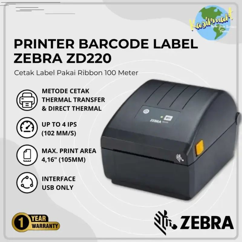 Zebra Direct Ink Jual Zebra Zd220 Printer Barcode Direct Thermal Transfer Cetak Label ...