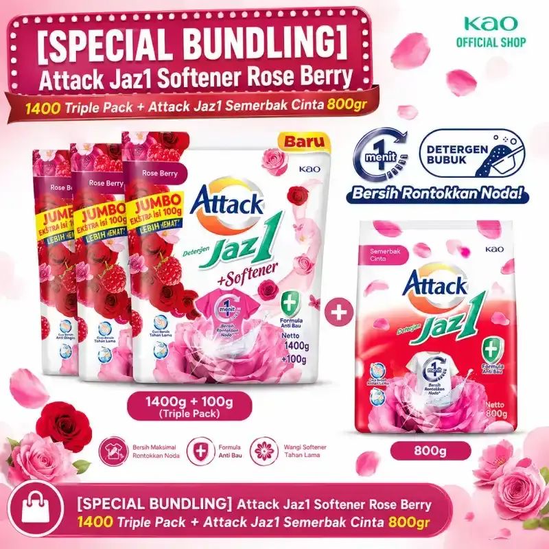 Promo [special Bundling] Attack Jaz1 Softener Rose Berry 1400 Triple ...