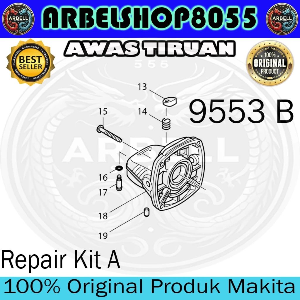 Jual Makita Repair Kit Gear Housing 9553 B Complete Assy Set 9553b ...