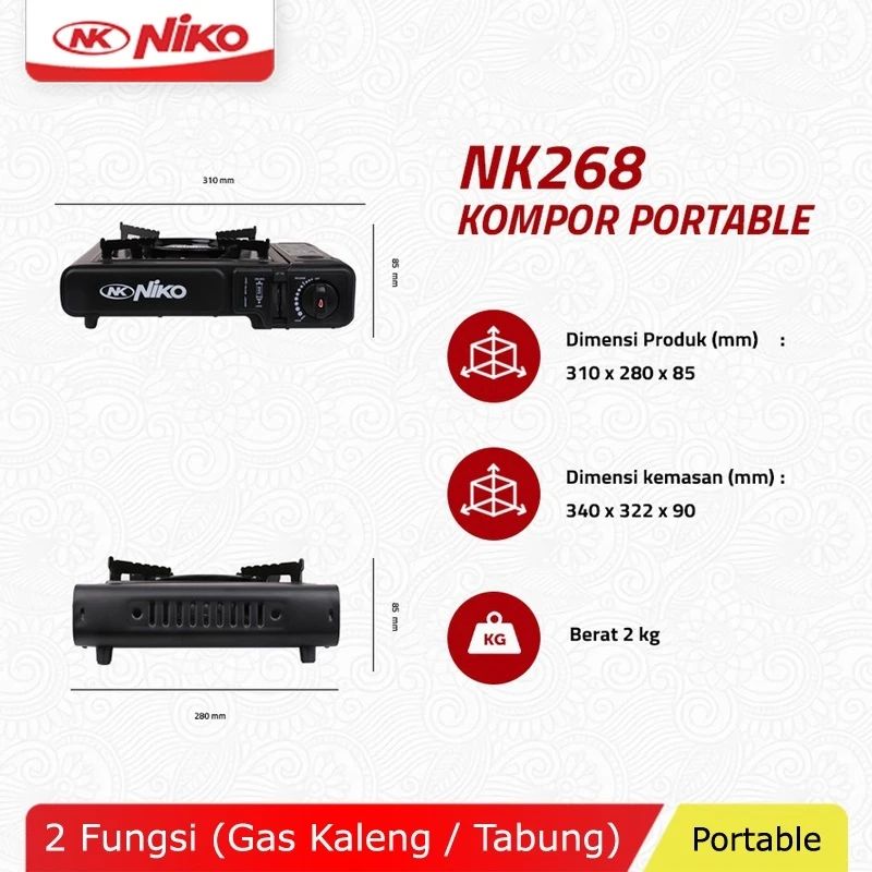 Api Rabia Nk Promo Niko Kompor Gas Portable Tungku Bara Nk-268br Gas Cooker Portable ...
