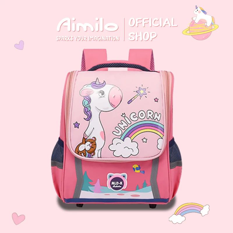 LC - [READY] Aimilo Tas Sekolah Anak Perempuan Tas Sekolah Anak tk/sd Tas  Ransel Kapasitas Besar Tahan Air Tebal Kado Anak