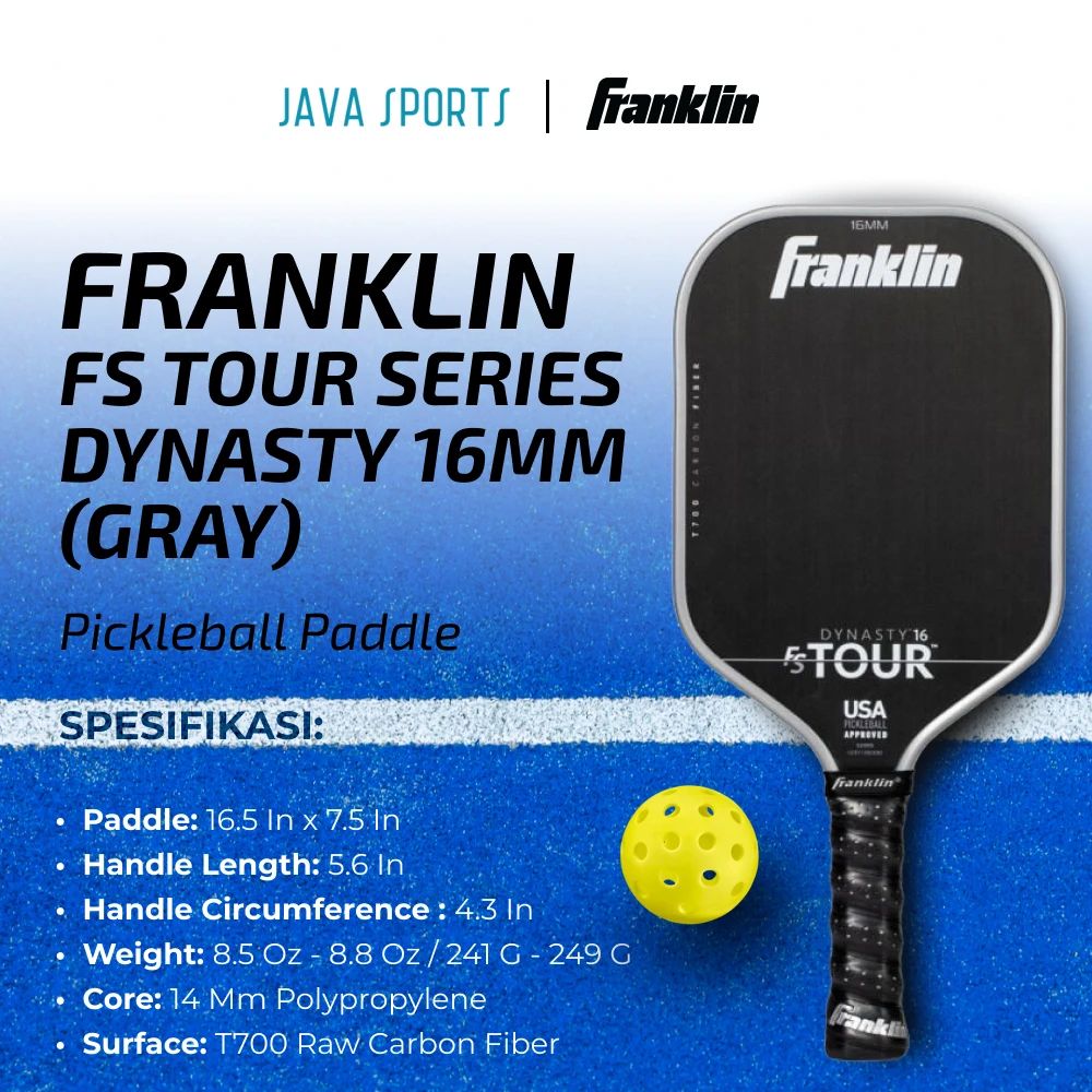 Jual Franklin Fs Tour Series Dynasy 16mm Grey Pickleball Paddle