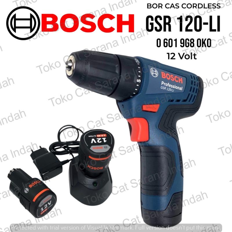 BOSCH GSR 120-Li GEN CORDLESS DRILL 12V BATTERY BOR CAS LISTRIK LENGKAP  BATERAI CHARGER BOR CORDLESS CAS GSR120 -Li