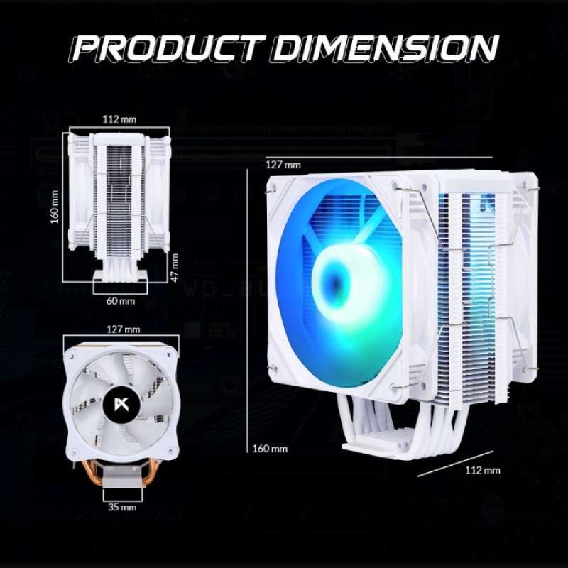 Promo Kyo Sama Ka600dw Cpu Cooler Argb Fan Processor Cooler Argb 6 ...