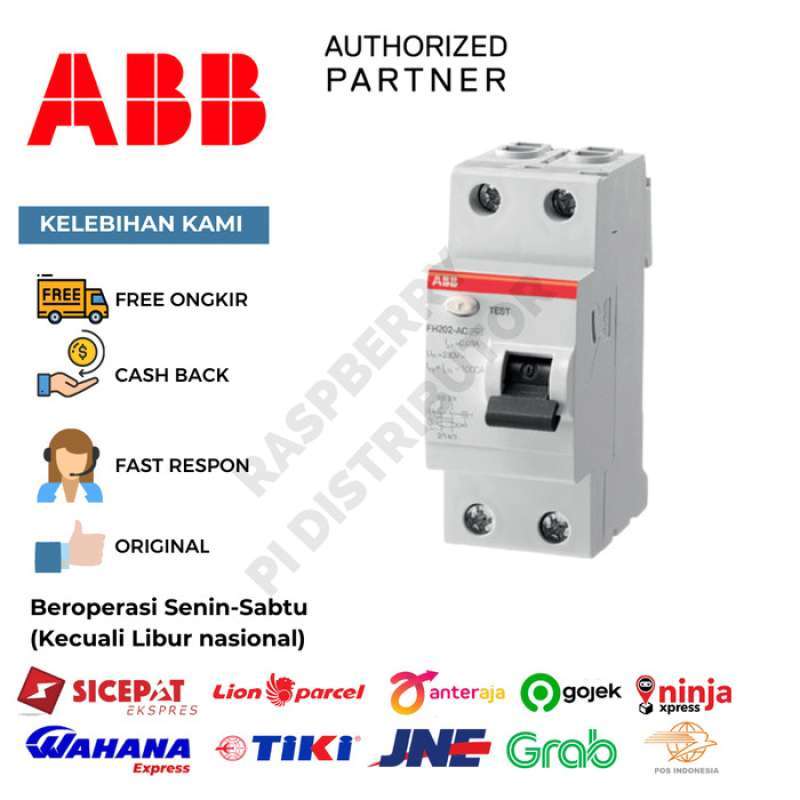 Promo ELCB RCCB ABB FH 202 AC-40/0.03 FH202 40A 2P 30mA 2CSF202006R1400 ...