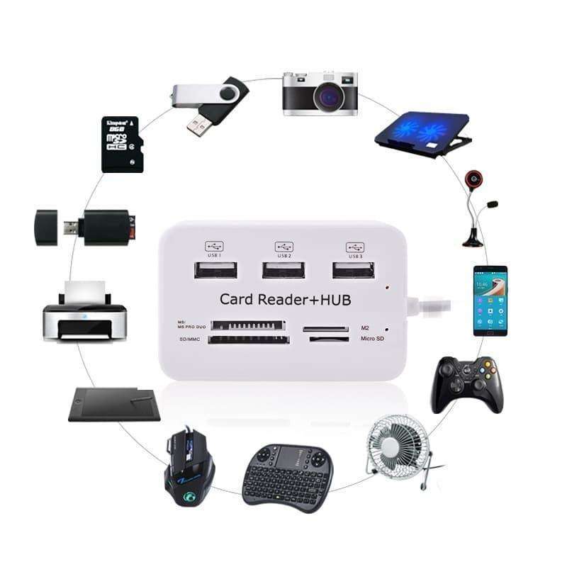 Jual Usb Hub Card Reader 3 Usb 2.0 Sd Tf M2 Msduo Port Di Seller ...