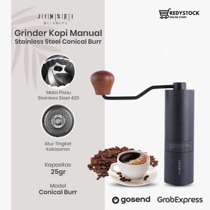 Promo HAND COFFEE GRINDER KOPI MANUAL METAL BODY STAINLESS STEEL BURR
