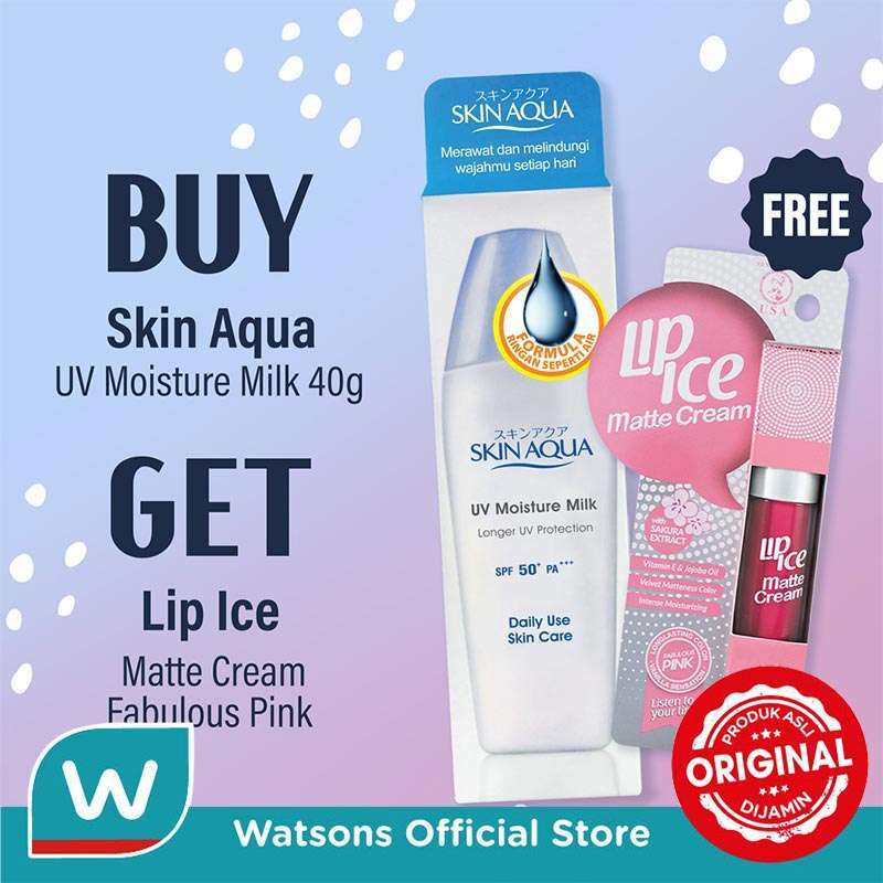Jual Skin Aqua Moisture Milk 40ml + Lip Ice Matte Cream Fabulous Pink