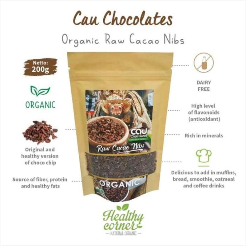 Jual Organic Raw Cacao Nibs Kakao 200 gr Cau Chocolates di Seller
