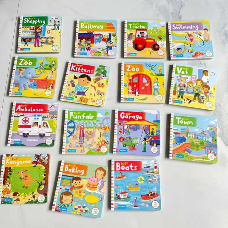 Jual (PART 1) Campbell Busy Book Push Pull Slide Imported English Buku