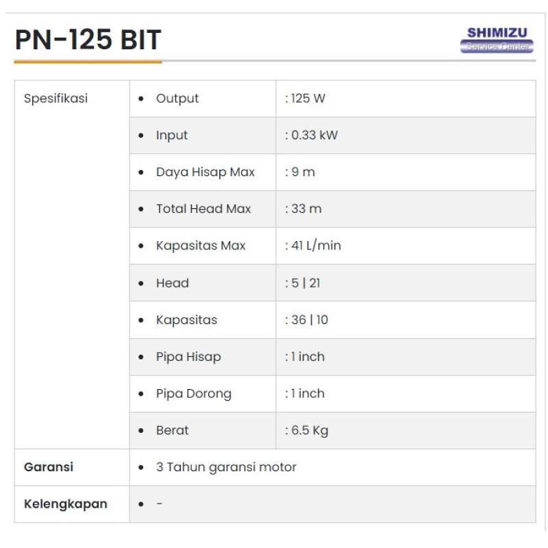 Promo Shimizu Pn-125 Bit Pompa Air Sumur Dangkal Non Otomatis Diskon 24 ...