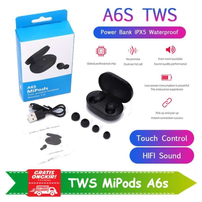 Promo Headset Tws Bluetooth A6S True Wireless Earbuds Mipods Earphone ...