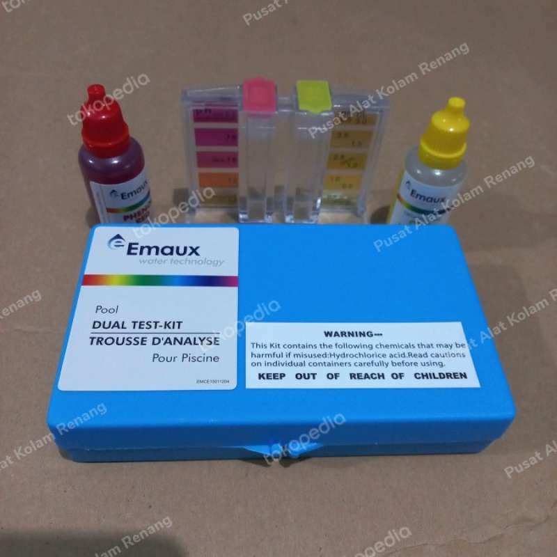Promo Test Kit 2 in 1 Merk Emaux Alat Tes Kadar Air Kolam Renang