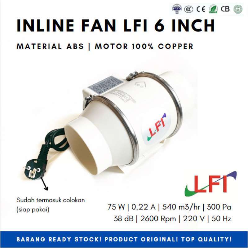 Jual Inline Fan Lfi 6 Inch Pp Plastik Duct Inline Pp 6 Inch
