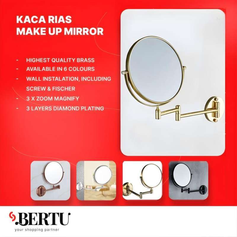 Jual KACA RIAS MAKE UP PEMBESAR 2 SISI KACA CERMIN WASTAFEL GOLD EMAS ...