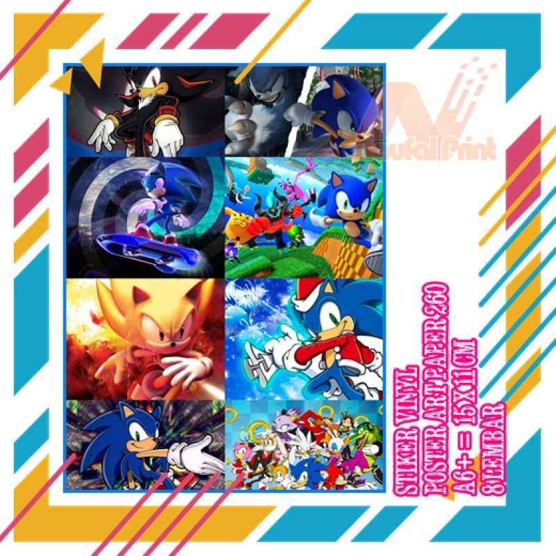 Jual Poster Stiker Sonic A3+ Animasi Kartun Acara Tv Kertas Sticker