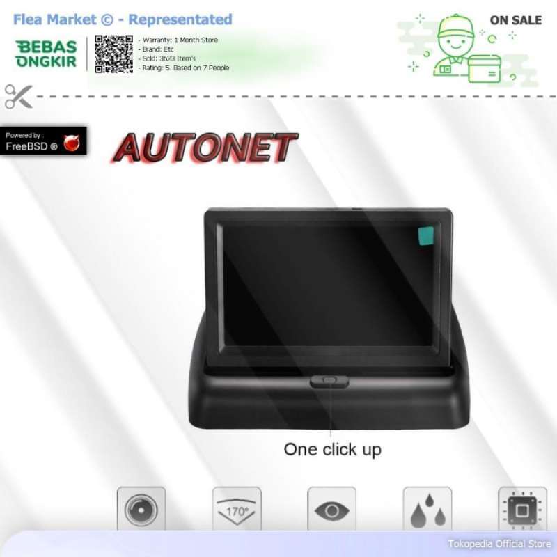 Jual Monitor Parkir Mobil Foldable Rear View TFT LCD 4.3 Inch