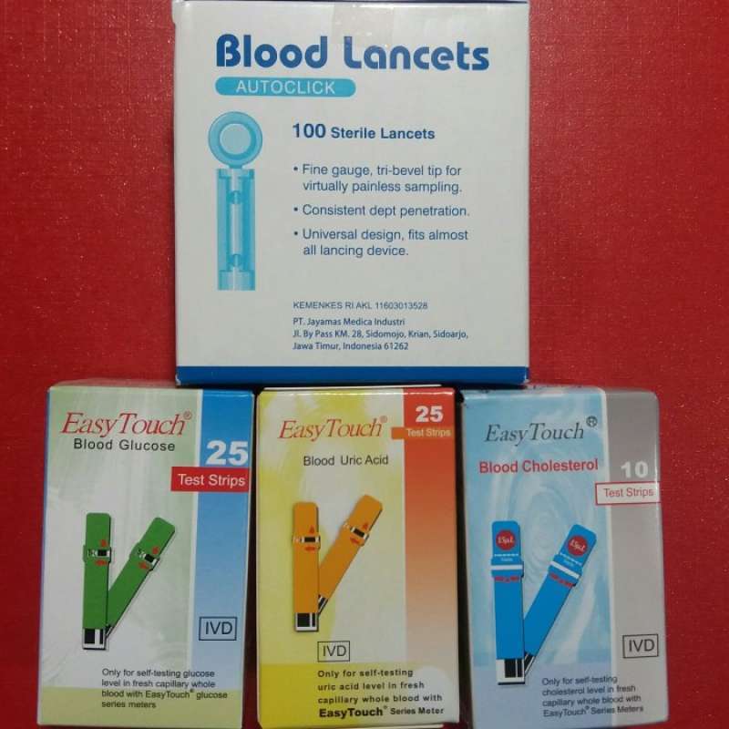 Promo Stik Easy Touch Paket(Kolesterol,Glucose,Ua) + Blood Lancet