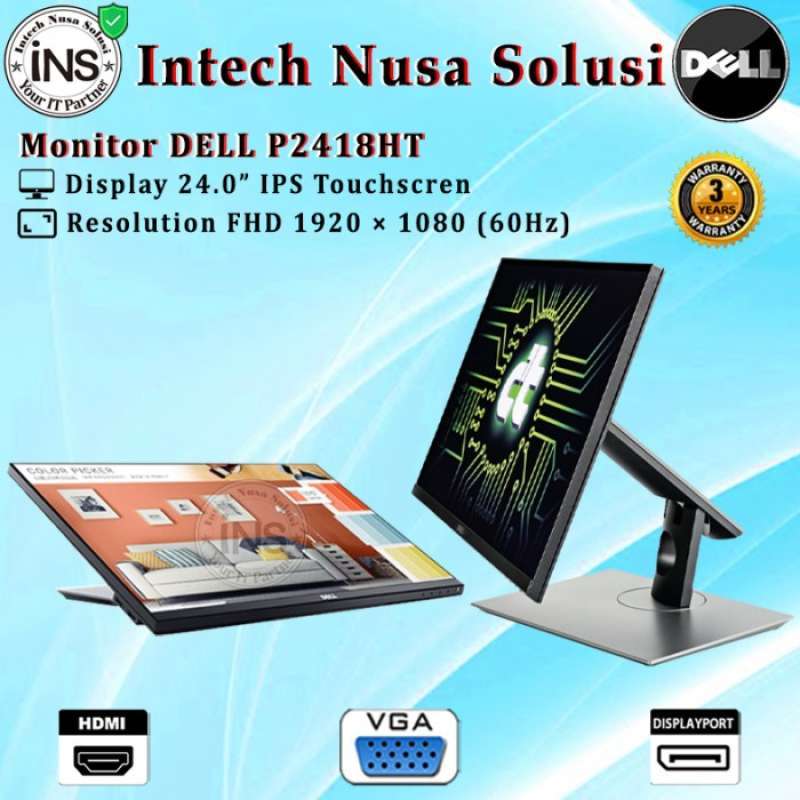 Promo Monitor Dell P2418ht 24.0 Touchscreen Fhd 60hz Hdmi Vga Dp 3yr ...
