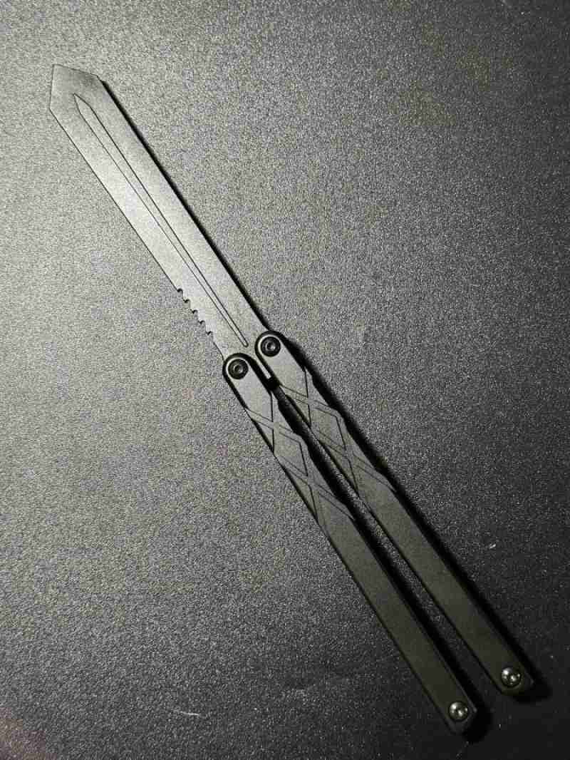 Promo Swordfish Black Blade Balisong Butterfly Knife Trainer By Magic