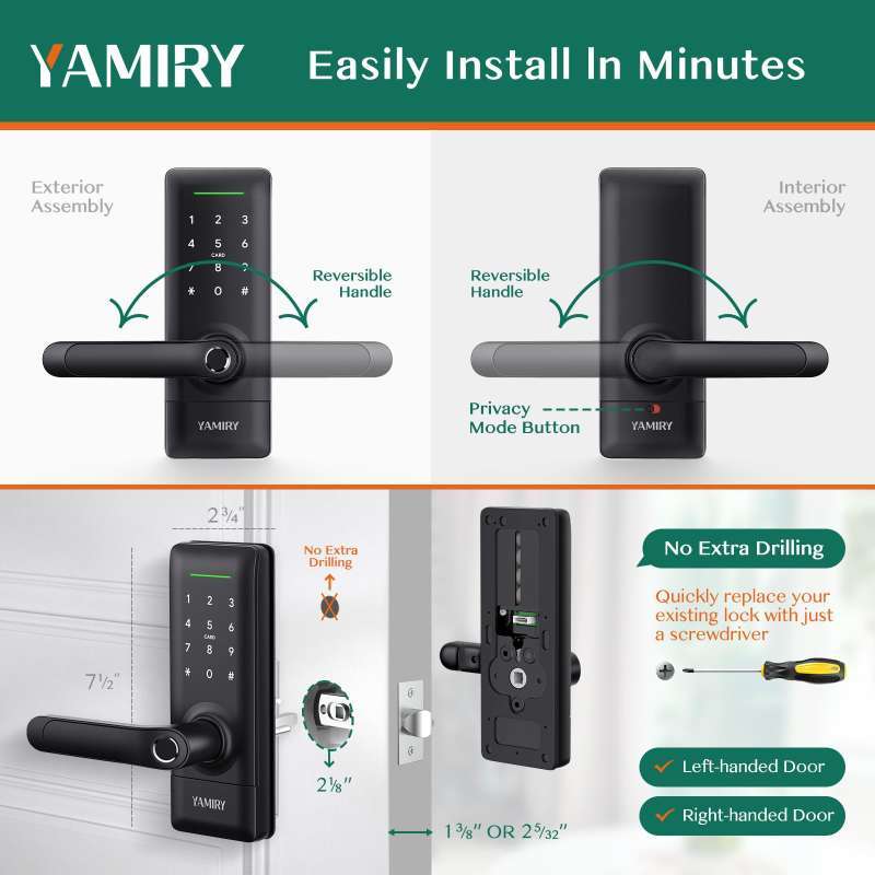 Jual Yamiry Keyless Entry Door Lock, Biometric Door Lock with ...