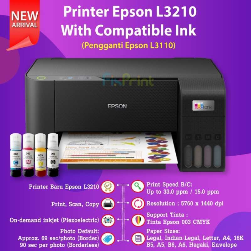 Promo EcoTank L3210 / L3216 A4 All-in-One Ink Tank Printer Diskon 23% ...