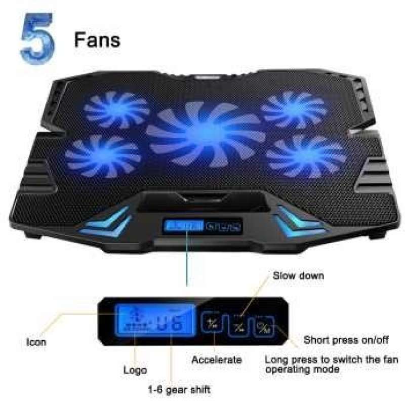 Jual Coretech Penta-fan Cooling Pad Kipas Fan Pendingin Laptop Portable ...