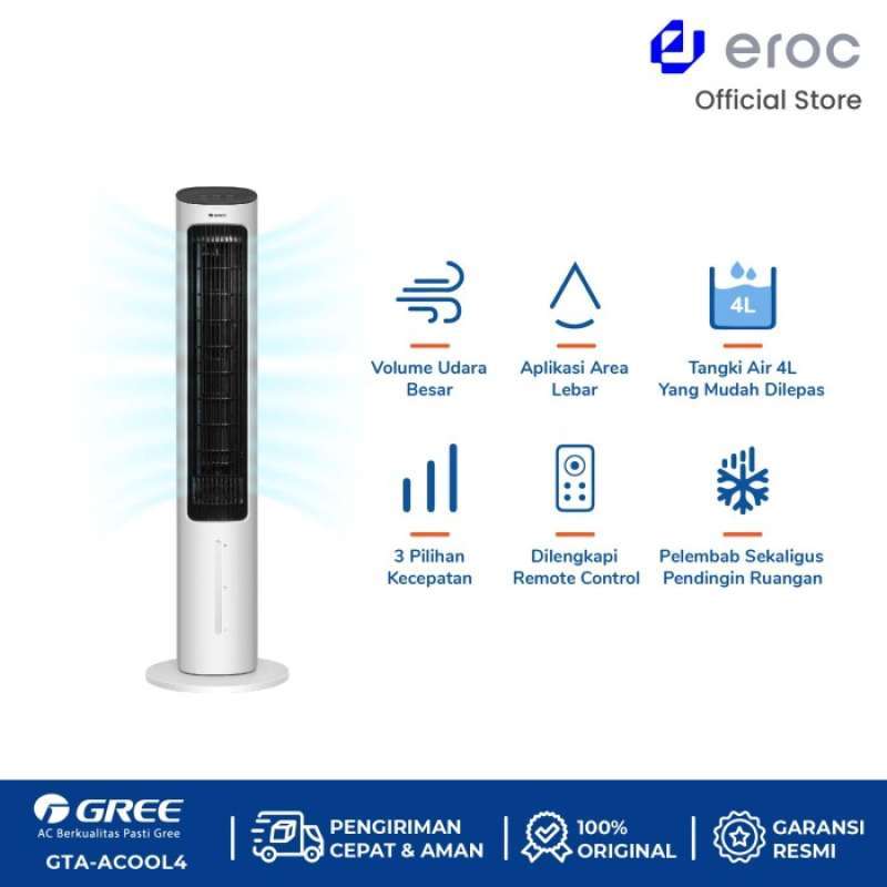 Promo GREE Tower Fan Air Cooler Kapasitas 4 Liter Model GTAACOOL4