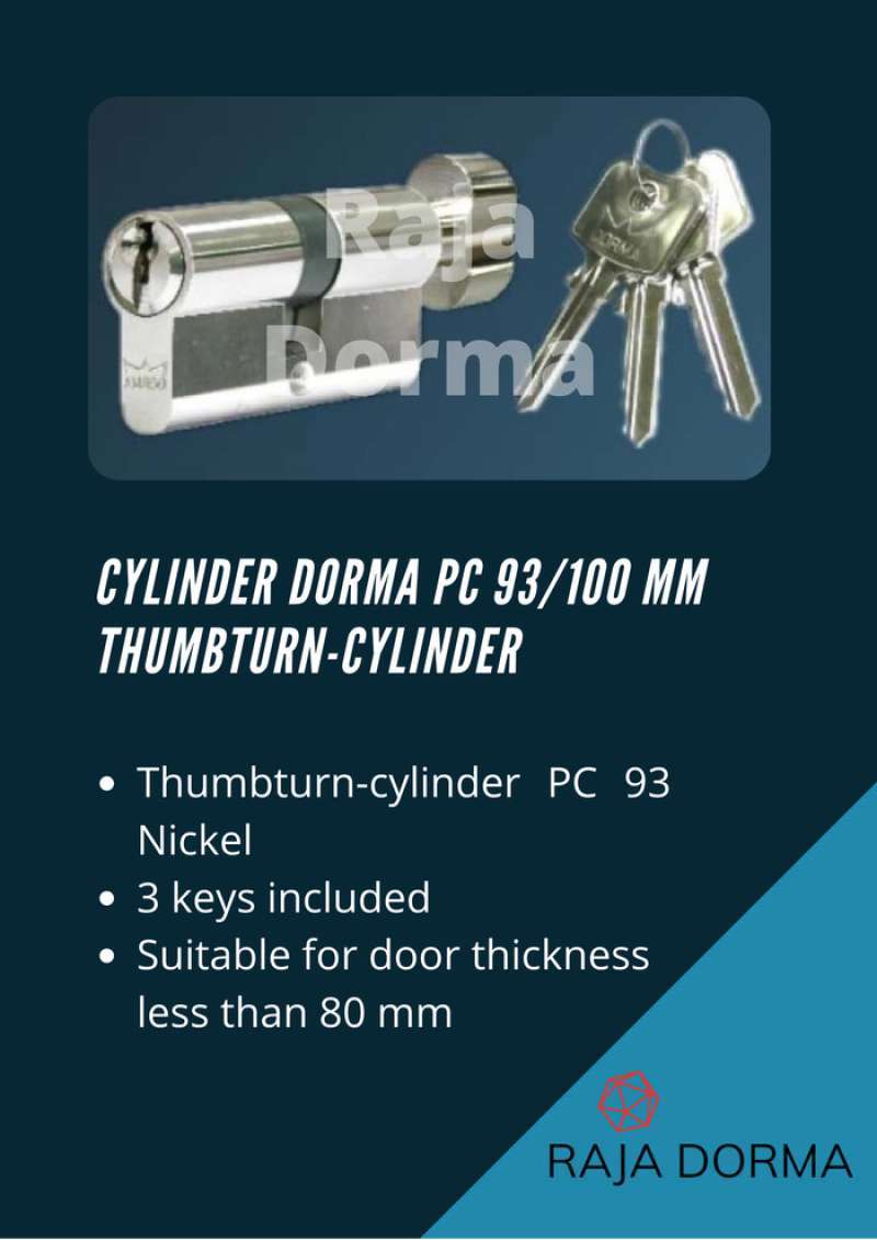Promo Kunci Cylinder DORMA PC93 100MM SSS (ThumbturnCylinder) Diskon