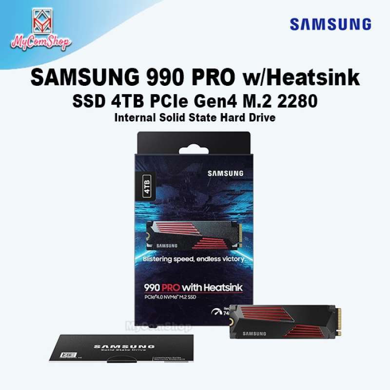 SAMSUNG 990 PRO w/Heatsink SSD 4TB, PCIe Gen4 M.2 2280 Internal Solid State Hard