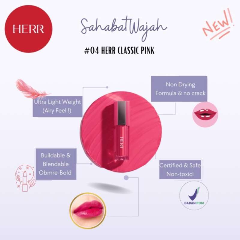 Jual Herr Forever Seamless Lip Tint Viral, Halal, Tahan Lama, Lembab