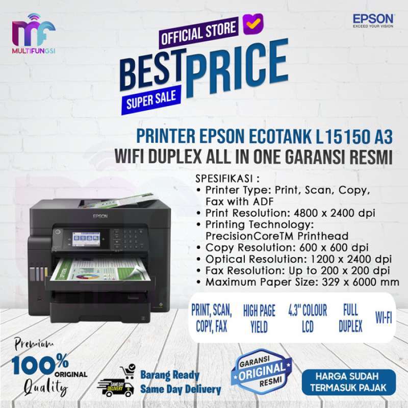 Jual Promo Printer Epson Ecotank L15150 A3 Wifi Duplex All In One Resmi