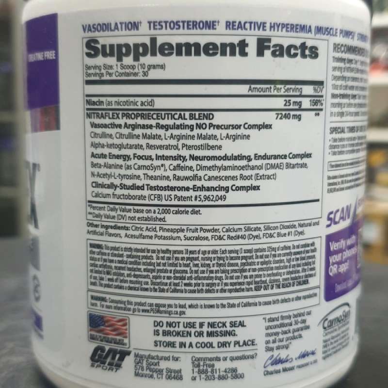 Promo GAT Nitraflex 30 Serving Creatine FREE PRE WORKOUT GAT Nitra Flex