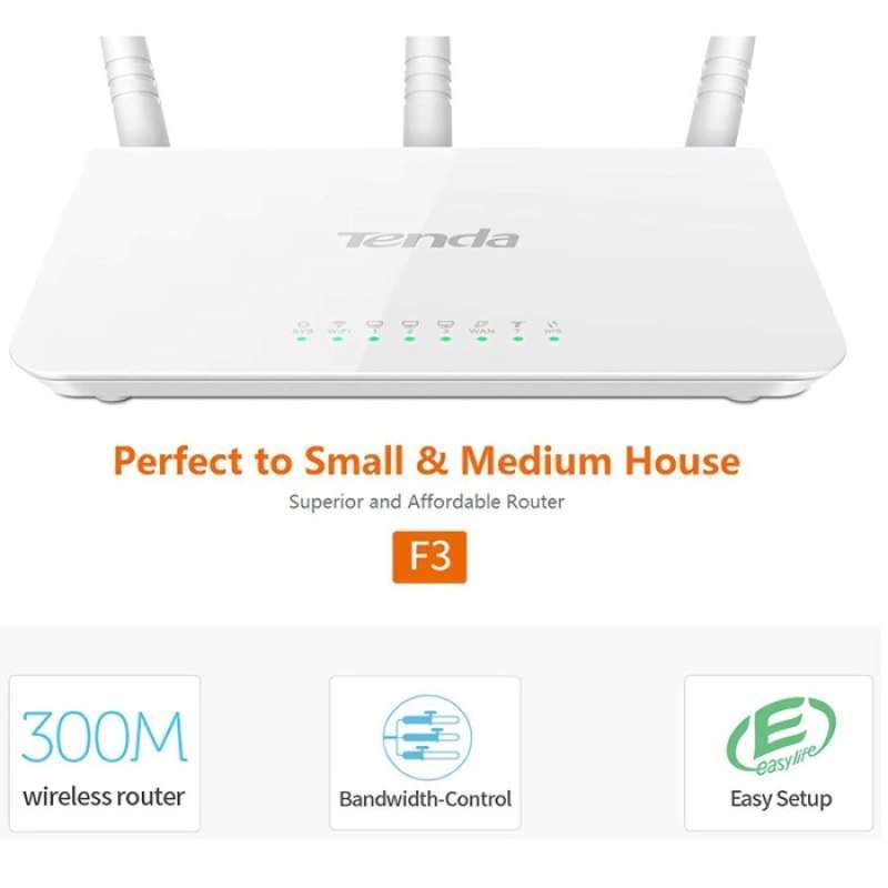 Jual Tenda F3 300mbps Wireless Router - Bandwidth Control - 3 Antena Di ...