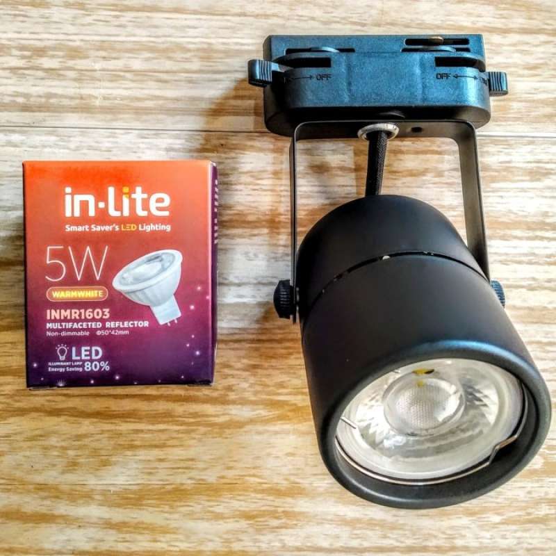 Promo Track Light Set ( 1 Meter Isi 2 Lampu Mr16 ) Led Inlite 5w Diskon ...