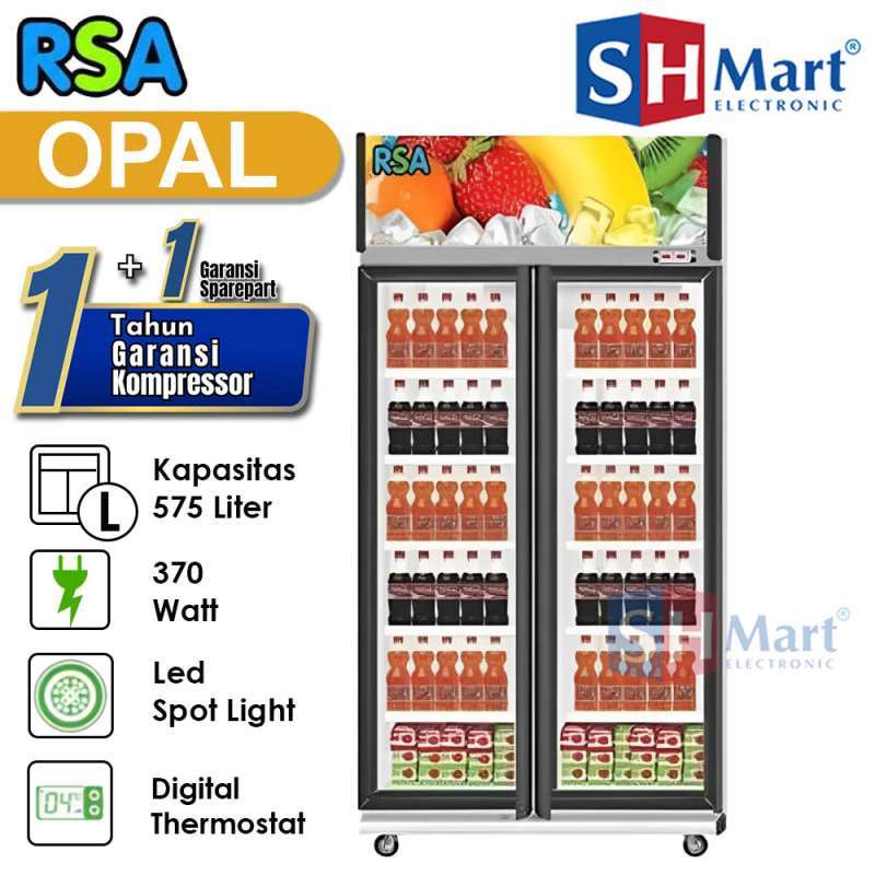 Jual SHOWCASE RSA 2 PINTU OPAL KAPASITAS 575 LITER 8 RAK KULKAS ...