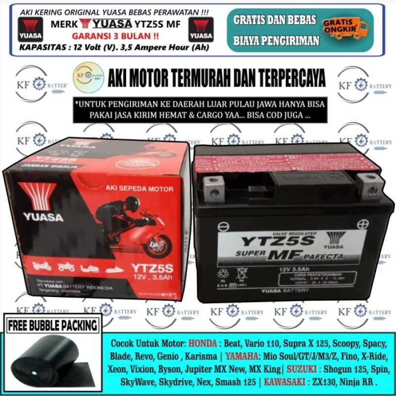 Promo Aki Motor Honda Scoopy,Supra X 125,Spacy YUASA YTZ5S MF GARANSI