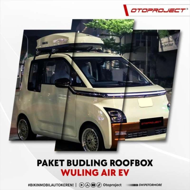Jual Paket Roof Box plus Crossbar Wuling Air EV Roofbox Cross Bar