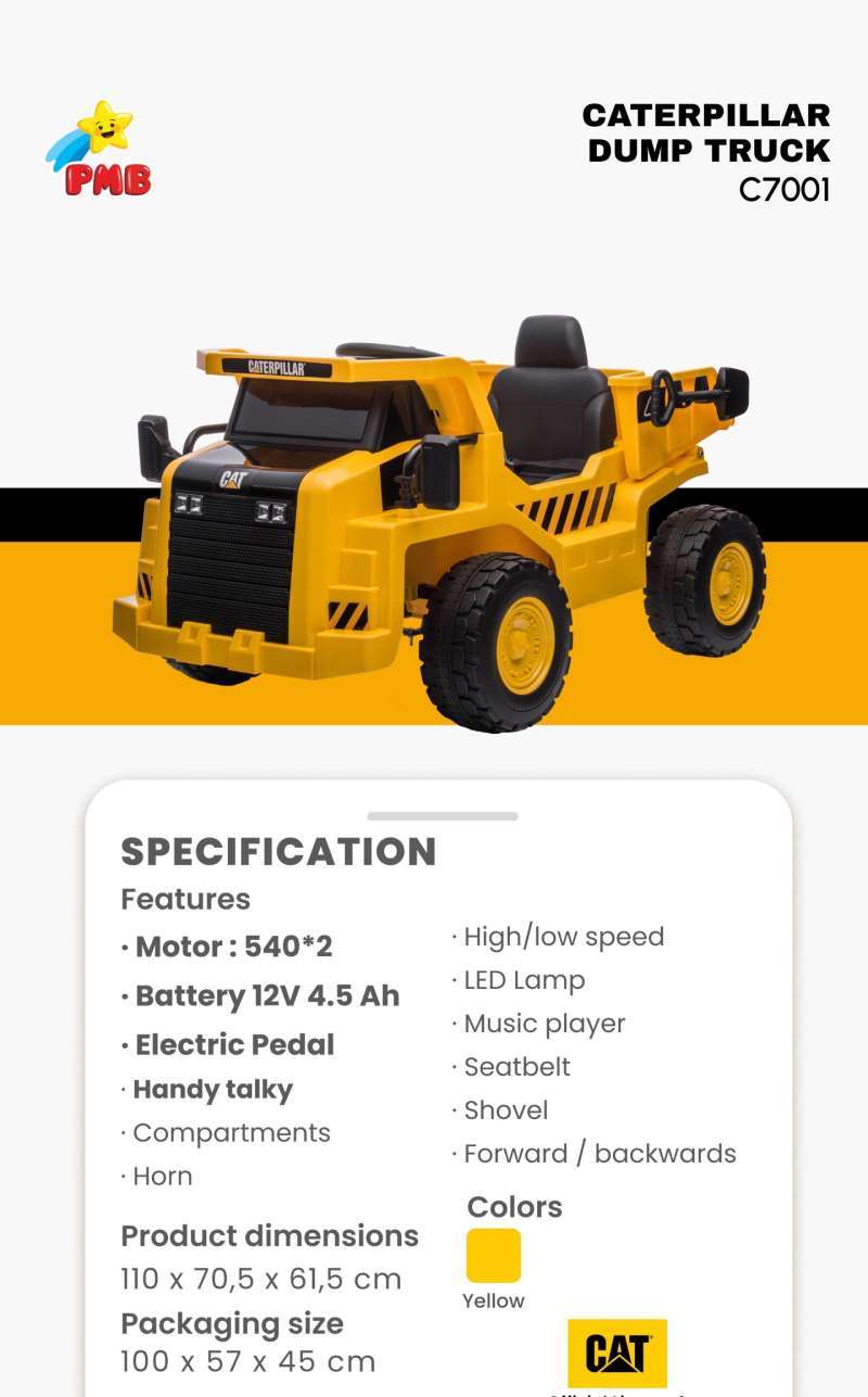 Jual Mobil Mainan Anak C7001 Cat Dumb Truck Electric Ride On C