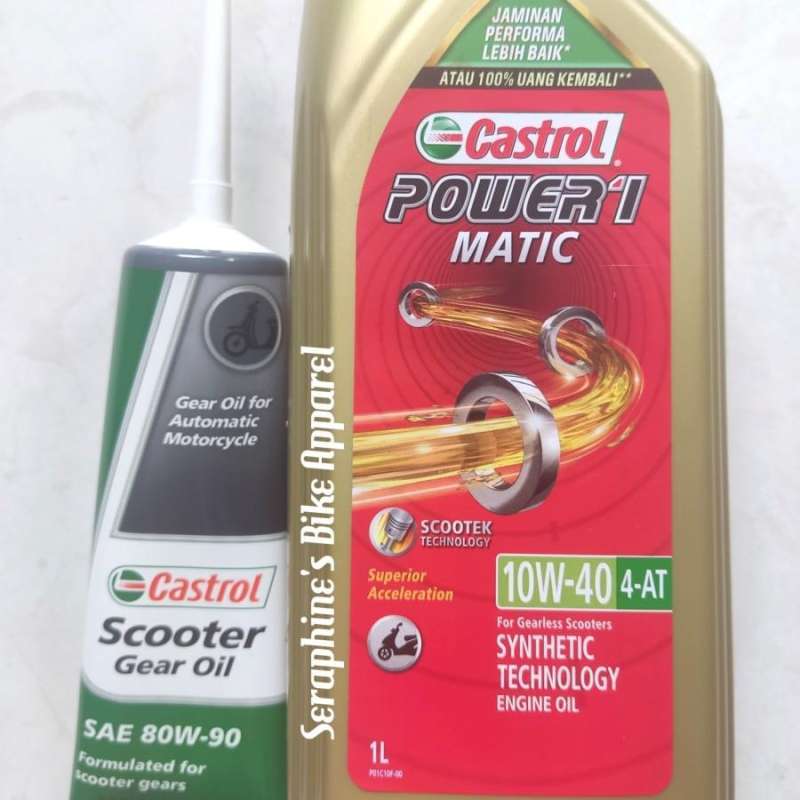 PAKET OLI CASTROL POWER MATIC 10W40 1L+ CASTROL GEAR OIL ALL SCOOTER